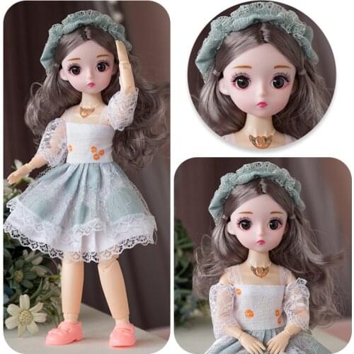 BJD Dolls 30cm Multiple Joints Movable 1/6 Cute 4D Big Eyes Multiple Hairstyle Babydoll Cartoon Dress Up Doll Toy Girl Gift