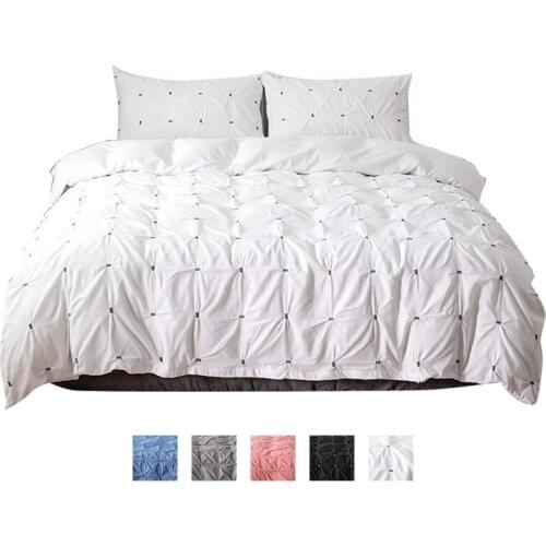 Home Textile Stretch Comforter Bedding Sets Queen 3 Pcs Plaid Solid Color Duvet Cover Set Pillowcases Twin King Size Bedding