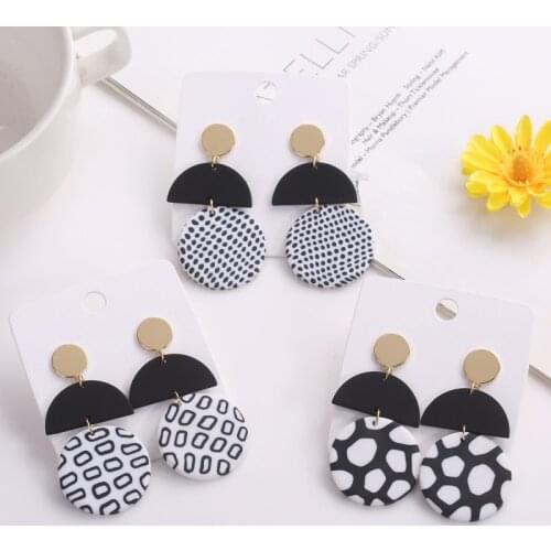 Clay Earrings Geometric Unique Mottling Simple High Quality Handmade Casual Cute Dainty Holiday Party Gift Drop Earrings