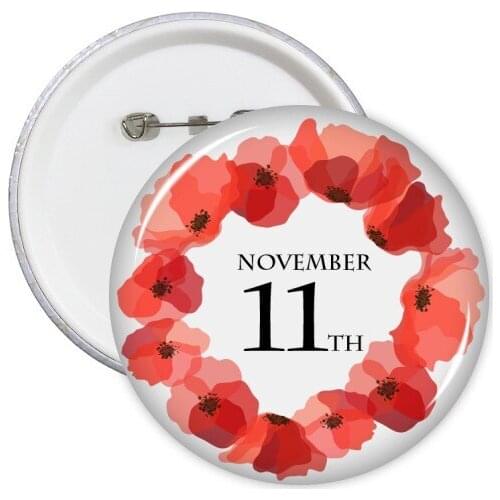 Art Painting Corn Poppy Garland Remembrance Day UK Round Pins Badge Button Clothing Decoration Gift 5pcs