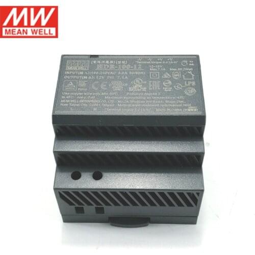 MEAN WELL HDR-100-12 85W 12V DIN Rail Switching Power Supply 110V/220V AC to 12V DC 7.1A Slim Step Shape Isolated Pass LPS