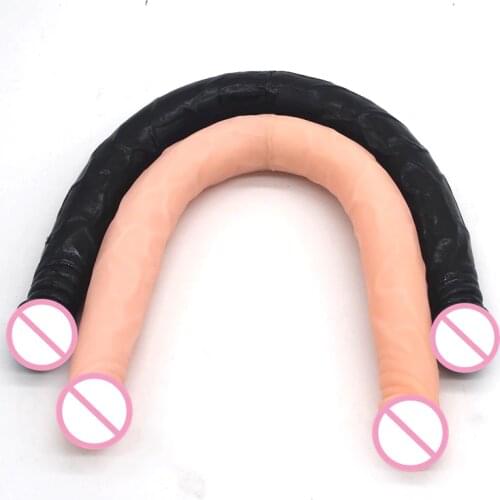 JIUAI Lesbian Cock Female Sex Toy Double Penis Female Masturbation Soft Soft Vagina Anal Long Dildo Gay