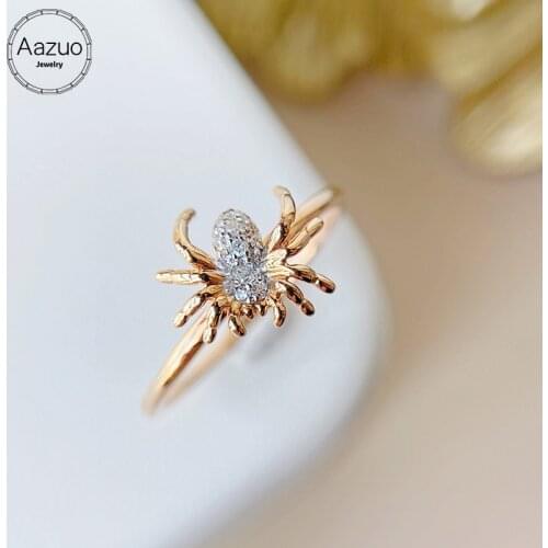 Aazuo 18K Orignal Rose Gold Real Diamonds Fashion Animal Spider Ring for Woman Fashion Gift For Woman Birthday Au750