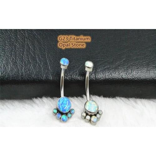 10pcs G23 Titanium Opal Navel Belly Button Rings Sexy Woman Belly Piercing Barbell Navel Piercing Girls Body Jewelry
