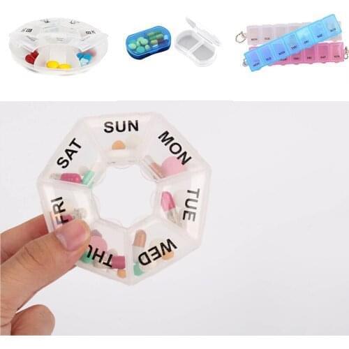 7 Days Pill Medicine Box Weekly Tablet Holder Storage Organizer Container Case Pill Box Splitters 3 Colors 1Pcs