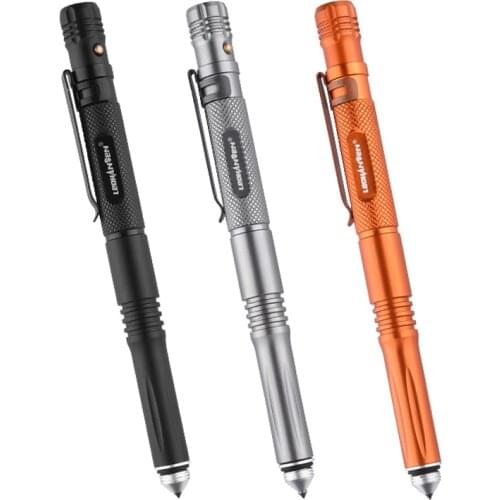 LED Lighting Tactical Pen Tungsten Steel Glass Breaker Defense Tactical Survival Pens Multifunction Tool Caliper Whistle Pen