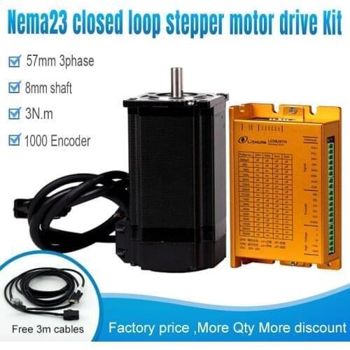 LICHUAN LC57H3100+LCDA357H cnc stepper motor driver kit with 3ph closed loop nema23 8mm 3N.M support 18-50VDC for cnc automatic