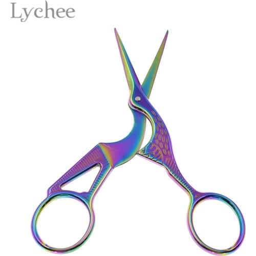 Lychee Life Stainless Steel Sewing Scissors Colorful Titanium Plated Scissor Sewing Tools For Fabric Crafts