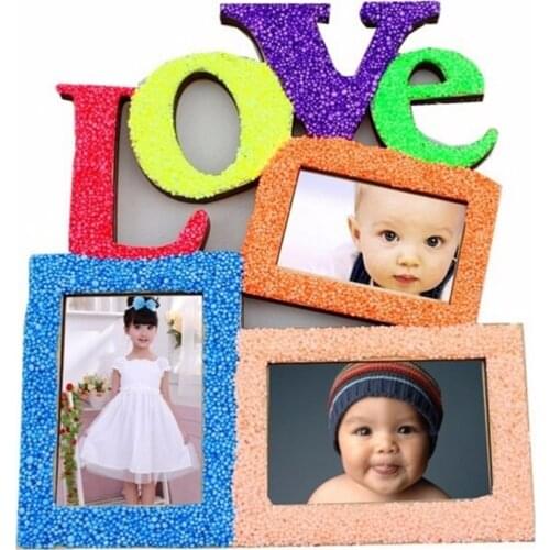 1PCS Durable Lovely Hollow Love String Wooden Family Photo Picture Frame Rahmen White Base Art Home Decor