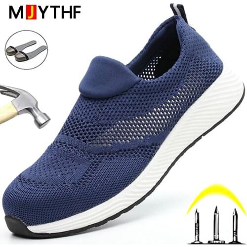 Men Shoes Steel Toe Cap Safety Shoes Men Anti-Puncture Work Sneakers Male Shoes Adult Work Shoes Lightweight Safety Footwear