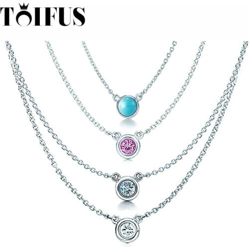 Tif 925 Sterling Silver Turquoise Water Drop Beanie Series Necklace Female Jewelry High-End Craftsmanship