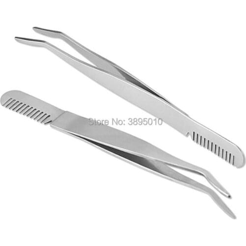 Eyebrow Tweezer with Eyebrow Brush Comb Stainless Steel Eyelashes Extension Tweezers Pinzette Clip F1120