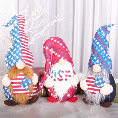 Plush Doll Five-pointed Star Pattern Decorative Exquisite Faceless Gnomes Old Man Doll for American Independence Day