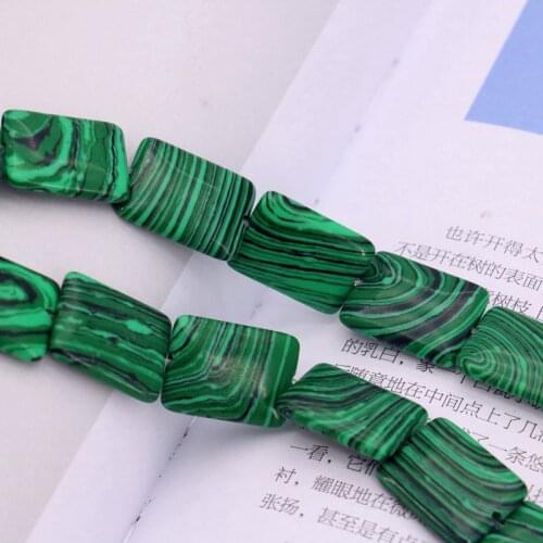 Rectangle Green malachite 13x18mm loose beads 15inches 2 piece/lot DIY hot sale stone beads suitable for women jewelry making