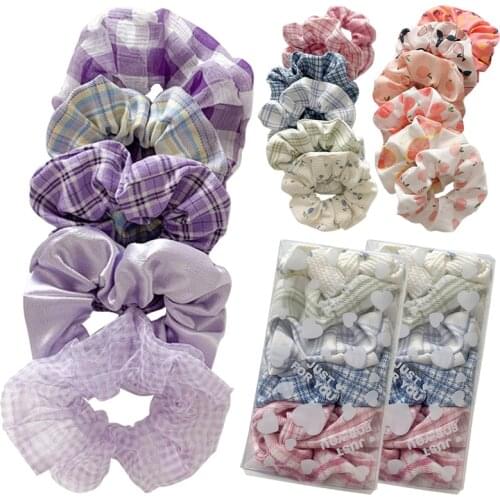 Boxed JK Big Intestine Hair Ring Girl Mori Hair Rope Girls Floral Sweet Candy Color Headwear