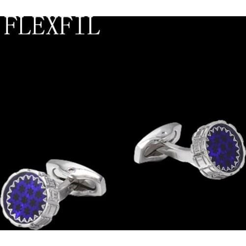 FLEXFIL shirt cufflinks for womens cuff buttons cuff links gemelos High Quality Round purple metal wedding abotoaduras Jewelry