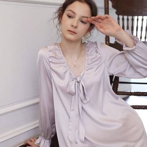 Vintage Romantic Nightgowns Women Autumn Ice Silk Satin Robe Long Sleep Night Dress Victorian Sleepwear Elegant Ladies Nightwear