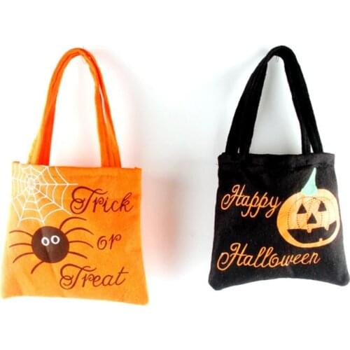 High Quality Black Non-woven Trick or Treat Bags Candy Handbag Happy Halloween Fabric Children Gift Bags