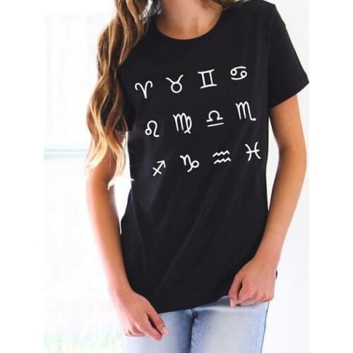 Whats Your Sign Letters Print Women T shirt Cotton Casual Funny Shirt For Lady Black Top Tee Hipster F726