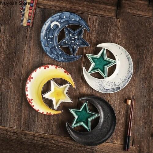 Japanese Ceramic Tableware Star Moon Plate Sushi Sashimi Plate Creative Cold Dishes Snack Plate Snack Plate Tableware Supplies
