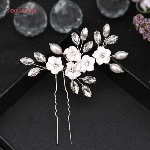 YouLaPan HP345 Wedding Hair Pins Star Flower 3pcs Bridal Flower U Pins for Hair Accessories Crystal Hair Comb Bridal Hair Clip