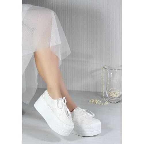 Angelina Ladies Bridal Women Luxury Handmade Fashion Platform High and Flat Heel White Wedding Shoes