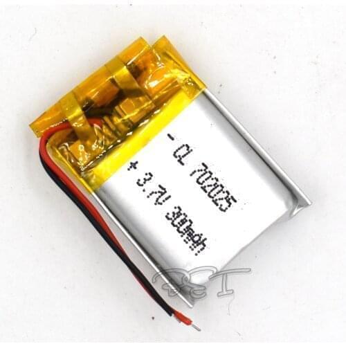 10Pcs 3.7V 300mAH 702025 Li-Polymer Rechargeable Lithium Li-ion Battery For Toy Recorder GPS MP3 MP4 Cell Phone Glasses Navigato
