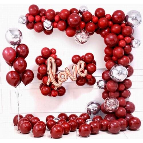 125pcs Balloon Garland Arch Kit Ruby Red Latex Balloons Rose Gold Love Globos Wedding Valentine Birthday Party Decorations
