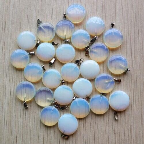 2018 Hot sell natural stone Opal Opalite round shape charms pendants For jewelry making 50pcs/lot Wholesale free shipping