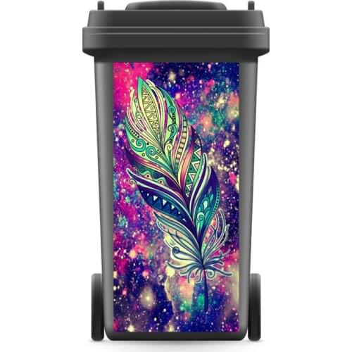 3D Rubbish Bin Sticker Colorful Feather Art Wallpaper mural Wall Print Decal Removable Wall Mural Photo self adhesive Gift