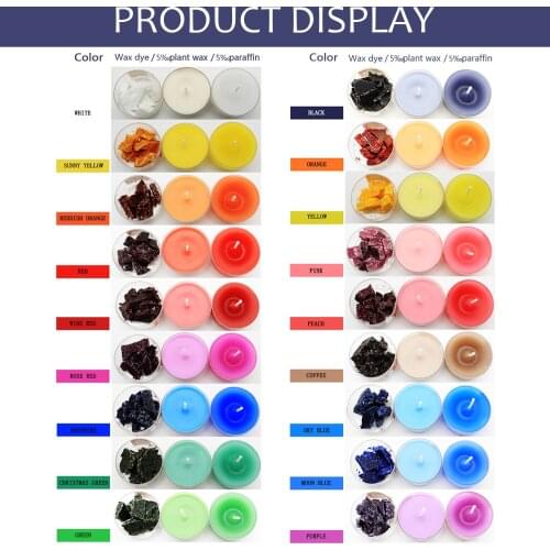 Behogar 12/18/24/34 Colors Candle Wax Dyes Color Chips for DIY Paraffin Soy Jelly Wax Handmade Soap Candle Making Supplies 10g
