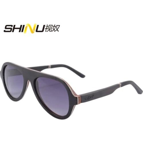 Free shipping 100% hand made ebony+aluminum+pear wood sunglasses gradient lens polarized sunglasses unisex Oculos De Sol 6068