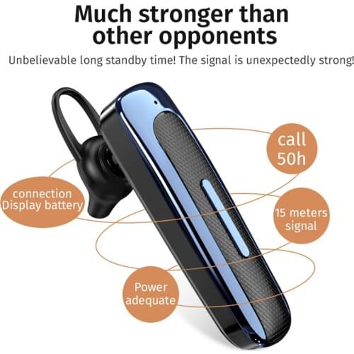 E1 Bluetooth Earpiece V5.0 Wireless Handsfree Headset with Microphone Driving Headset for Laptop Trucker Driver