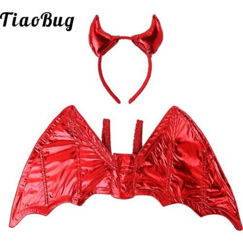 Black Dragon/Red Devil Wings with Headband Adult Stage Performance Halloween Masquerade Carnival Fancy Cosplay Party Costume