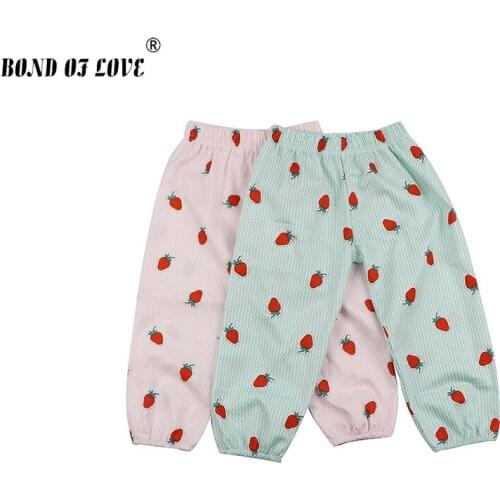 Children Girl Boys Pants Strawberry Printed Cartoon Pant Newborn Baby Cotton Full Length Pants Toddler Girls Clothing For Kids