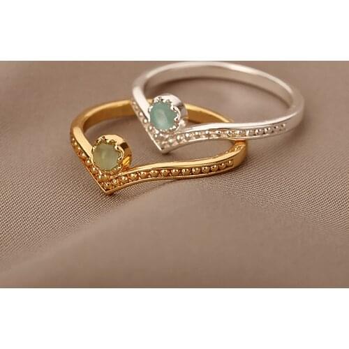 White Opal Rings for Women Vintage Rings Stainless Steel Curved Band Ring October Birthstone Finger Accessories Jewelry Gifts