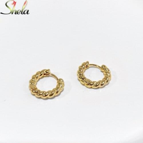 Tiny Twisted Huggie Hoop Earrings Brass Small Round Circle Cool Minimalist Dainty Chic Gifts Fashion Jewelry For Women 17mm