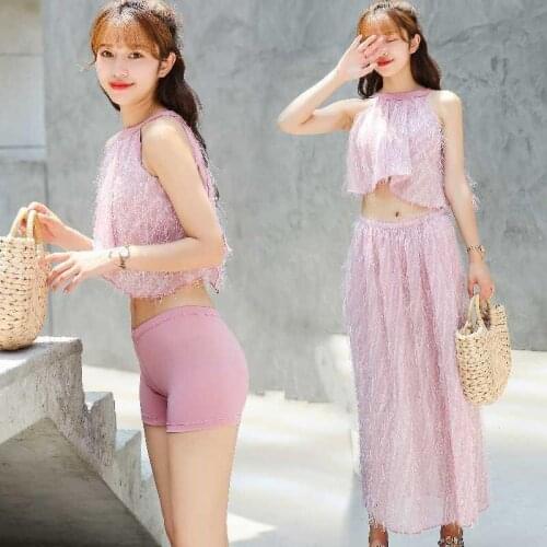 2020 Bathing Suit Three-piece Set Split Type Bikini Boxer Gauze New Style Ultra Fairy Style Swimwear