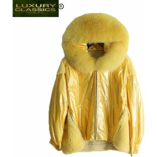 Jacket Winter Womens Down + Large Fox Fur Hooded Fashion Clothes 2021 Korean Thick Warm Wool Duck Down Coat Hiver LR2407