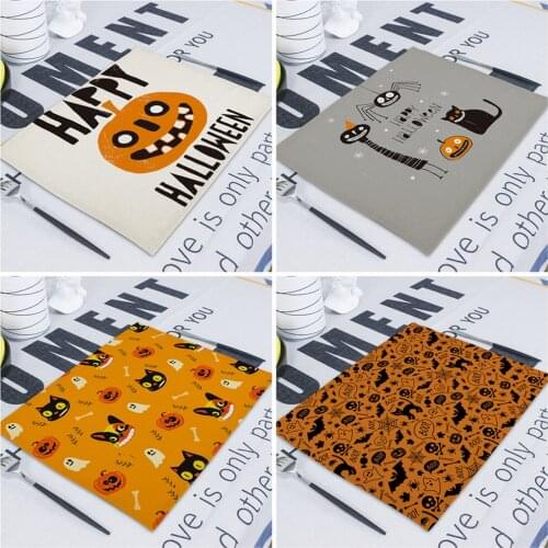 Pumpkin Matting Napkin Linen Decoration Paper Napkins Horror Halloween 43X32cm Linen Placemat Tea Cloth Kitchen Napkins Servet