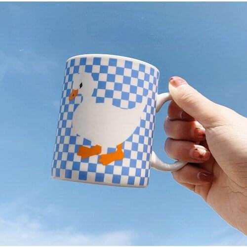 Cute Cartoon Duck Mug Ceramic Cup Cheering Duck Breakfast Milk Cup Ins Korean Style Large-capacity Water Cup Juice Mugs