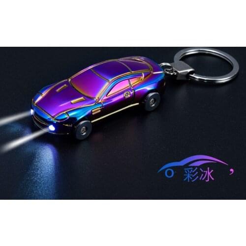 Mini Keychain Metallic Illuminated Car Cigarette Lighter USB Convenient Charging Windproof Lighter Gadgets for Men Gift for Men