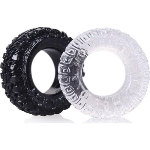 Soft Silicone Lock Fine Ring Wheel Shape Rally Tire Black and White Couple Flirt Male Penis Time-lapse Health Loop Adult Product