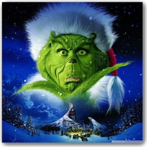 Full Drill Square/Round Grinch Christmas Night Diamond Painting Kit - DIY Cross Stitch Rhinestone Mosaic