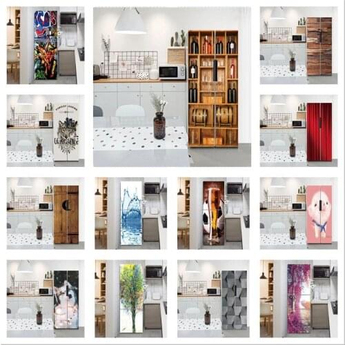 Modern Design 3D Pig Wolf PVC Fridge Doors Sticker Vinyl Self-Adhesive Wallpaper Clock Water Murals Stickers On The Refrigerator