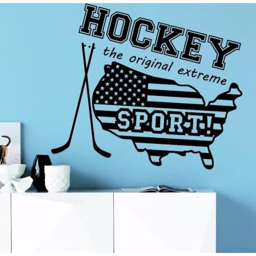 US Map Ice Hockey Wall Sticker Decals Puck Decal Skiing Ice Sports Posters Vinyl Pegatina Decor Mural Ice Hockey Car Sticker