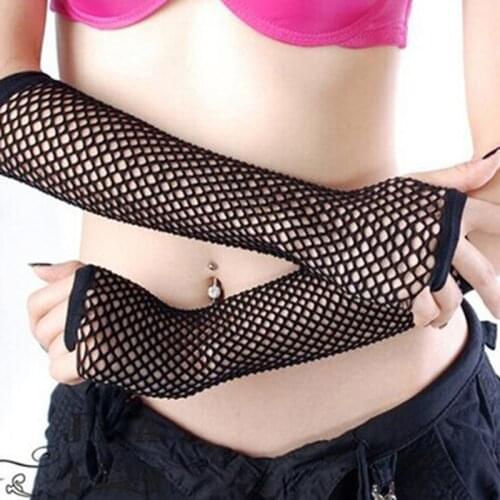 Women Long Fishnet Gloves Fingerless Loop Gothic Steampunk Haft Arm Length Fingerless Long Glove Leg Arm Sleeve