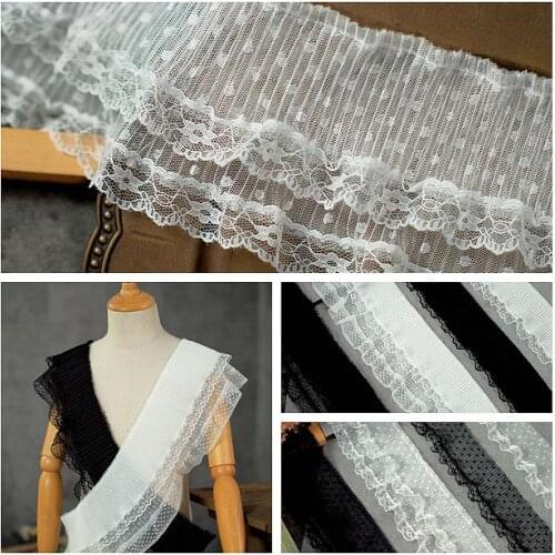 Double Laminated Pleated Chiffon Lace Mesh Gauze Decoration Darment Lace DIY Skirt Folds Lace Stitching
