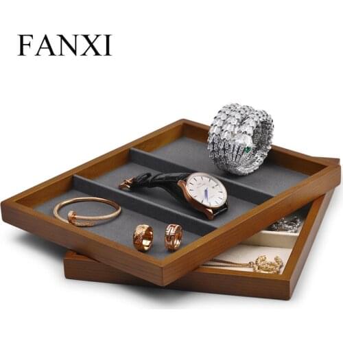 Oirlv Solid Wood Jewelry Tray Ring Earring Display Showcase Jewelry Organizer Watch Necklace Pendant Show Plate Jewelry Storage