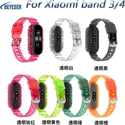 Millet Bracelet Transparent Wrist Watch with Stylish Atmosphere Multicolor Strap Suitable for Xiaomi band 3/4